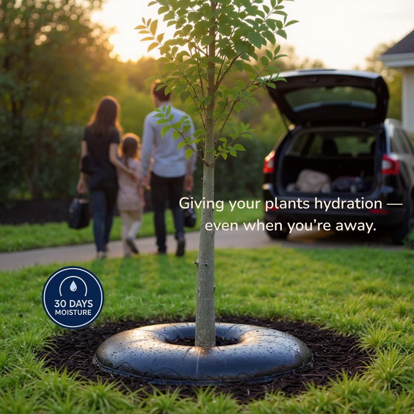 Plant-irrigation mat in use